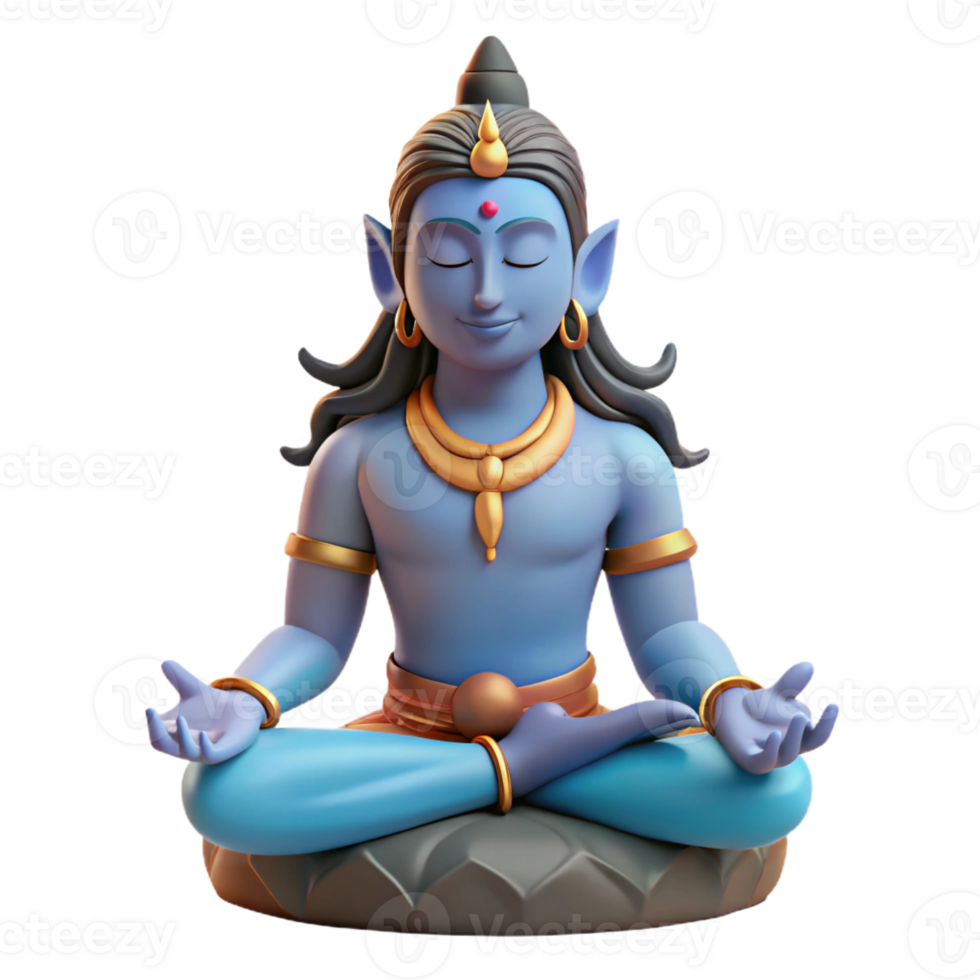 elegant modern Shiva, Hindu god of destruction, meditating in the Himalayas, serene atmosphere, spiritual art style premium png