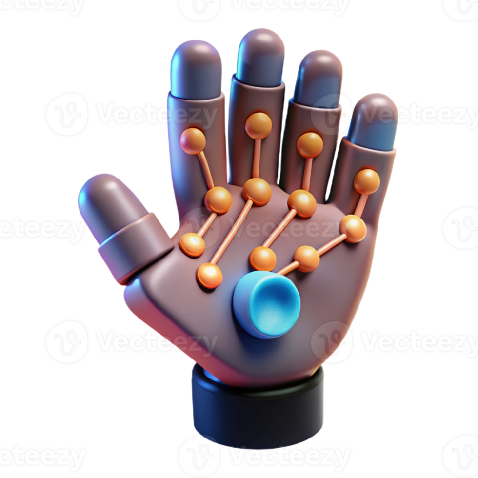 wonderful minimalist A human hand merging with a digital interface, biopunk style, neon lighting high quality png