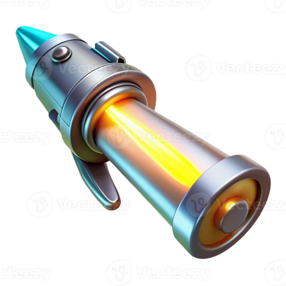 impressive artistic A futuristic weapon emitting a beam of energy, sleek and minimalist design, bright and intense lighting high resolution png
