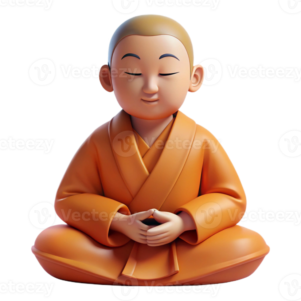 wonderful vintage Portrait of a serene monk in meditation, soft natural lighting, minimalist style high quality png