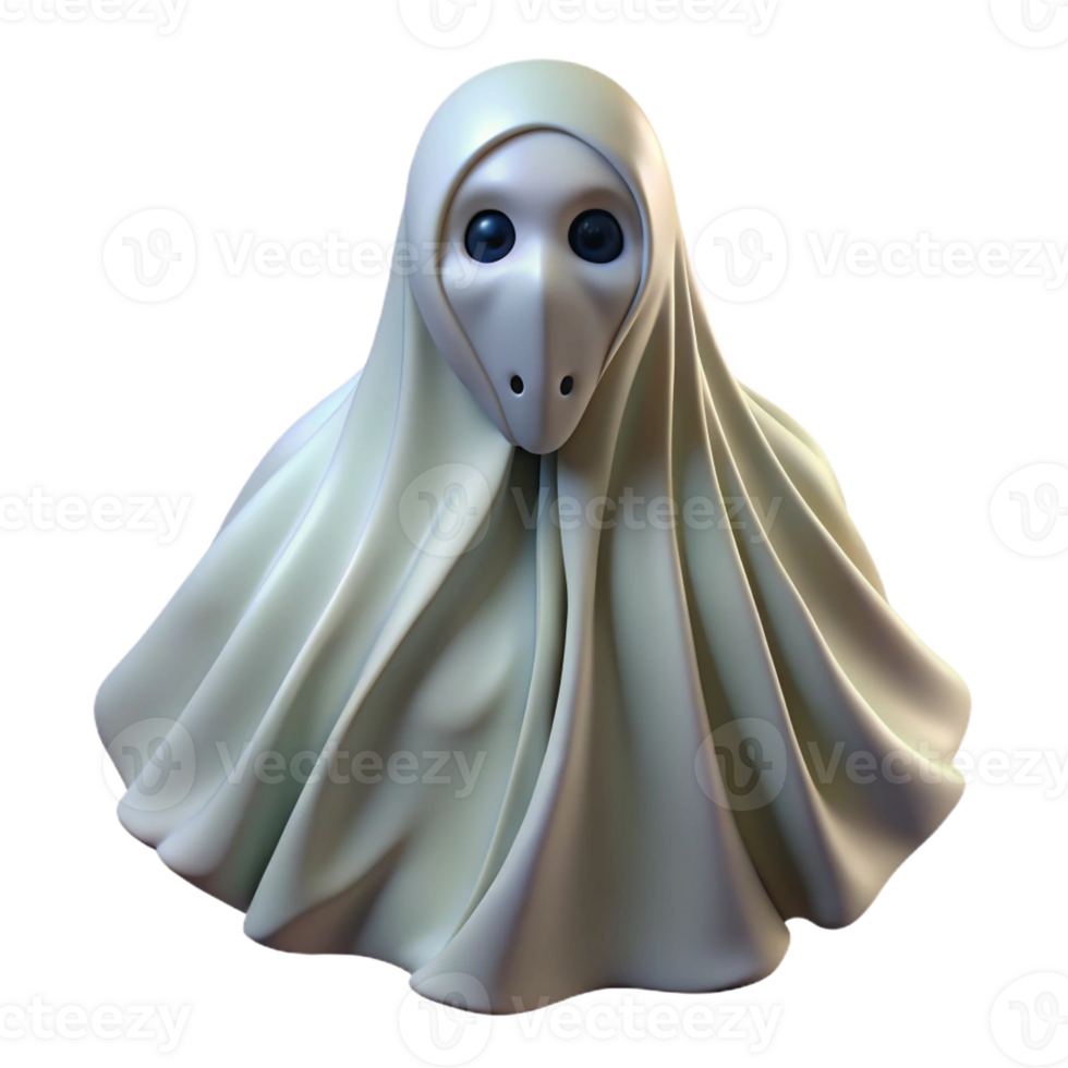 vibrant modern Portrait of a melancholic ghost with transparent flowing robes, ethereal lighting, horror style high resolution png