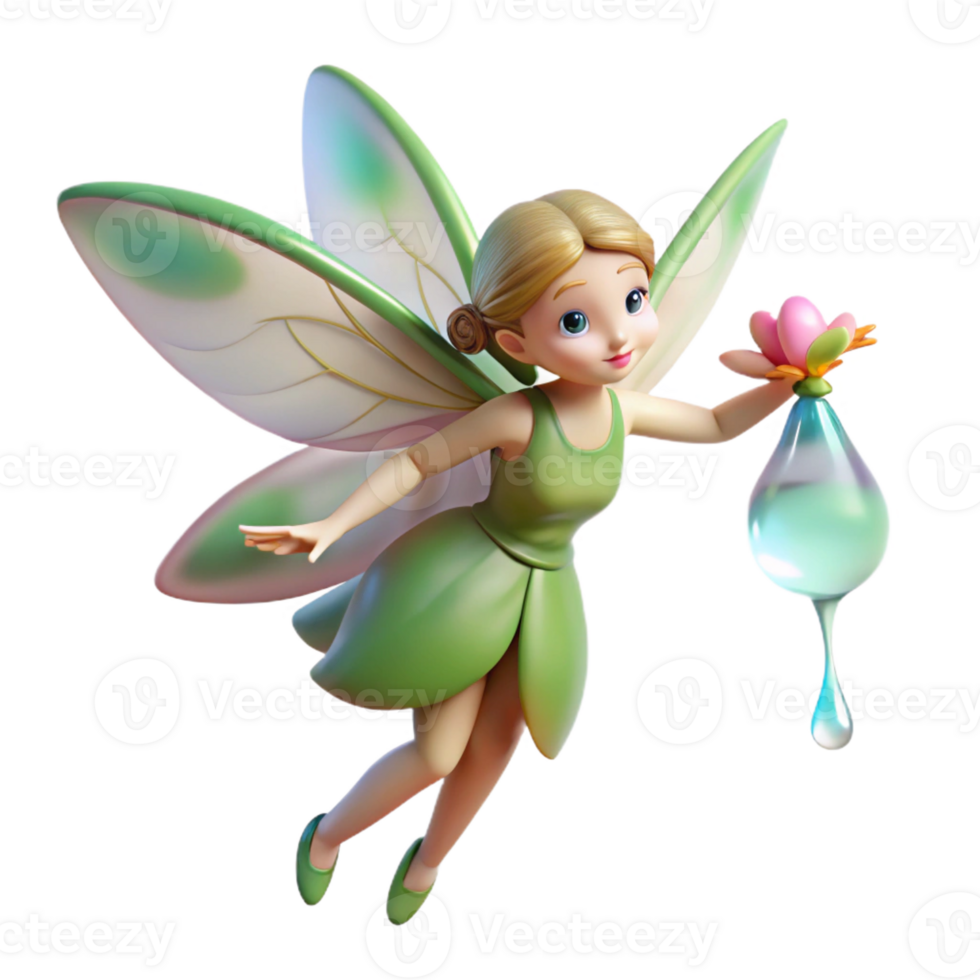 magnificent minimalist A delicate fairy with hummingbird wings collecting dewdrops, soft lighting, macro photography style authentic png