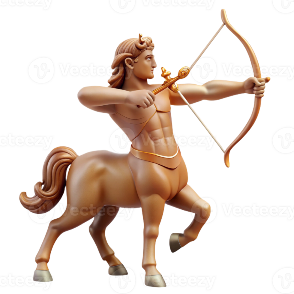 serene artistic A proud centaur archer aiming at a distant target, classical Greek sculpture style, warm natural lighting original png