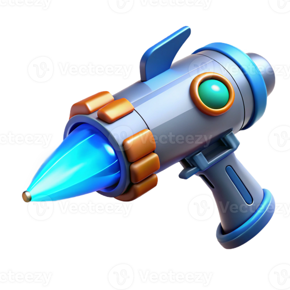 serene modern A futuristic weapon firing a beam of energy, bright blue light, comic book style premium png