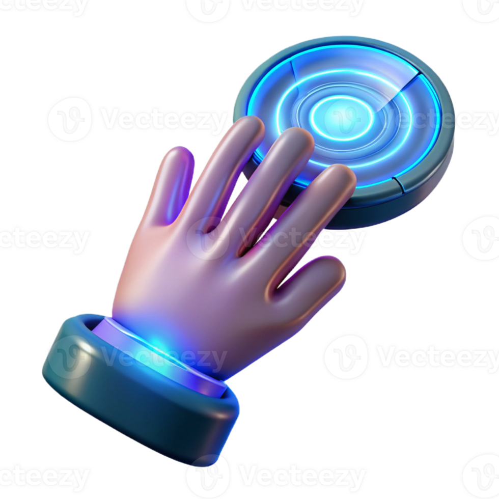 magnificent artistic A hand reaching out to touch a holographic interface, futuristic design, blue light, digital art style exclusive png