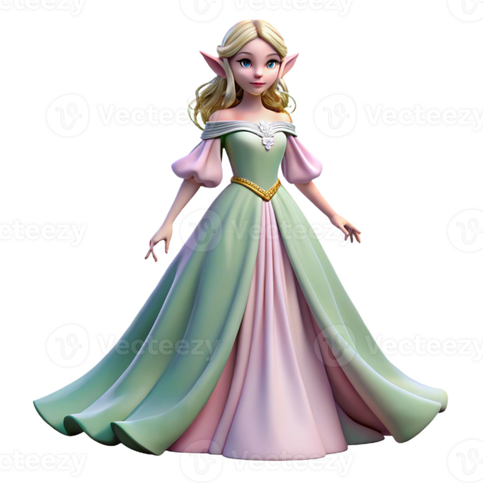 serene vintage A beautiful elf princess wearing a flowing gown, soft, diffused lighting, romanticism style premium png