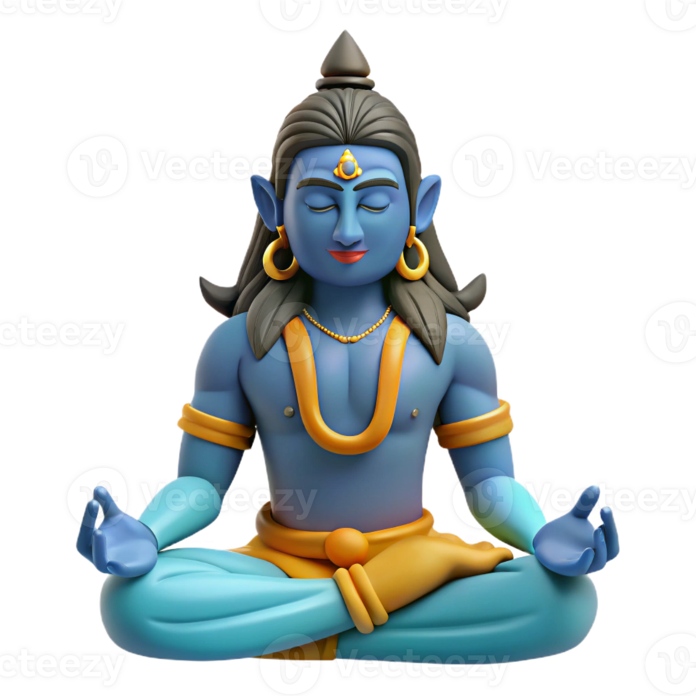 extraordinary classic Shiva, Hindu god of destruction, meditating in the Himalayas, serene atmosphere, spiritual art style premium png