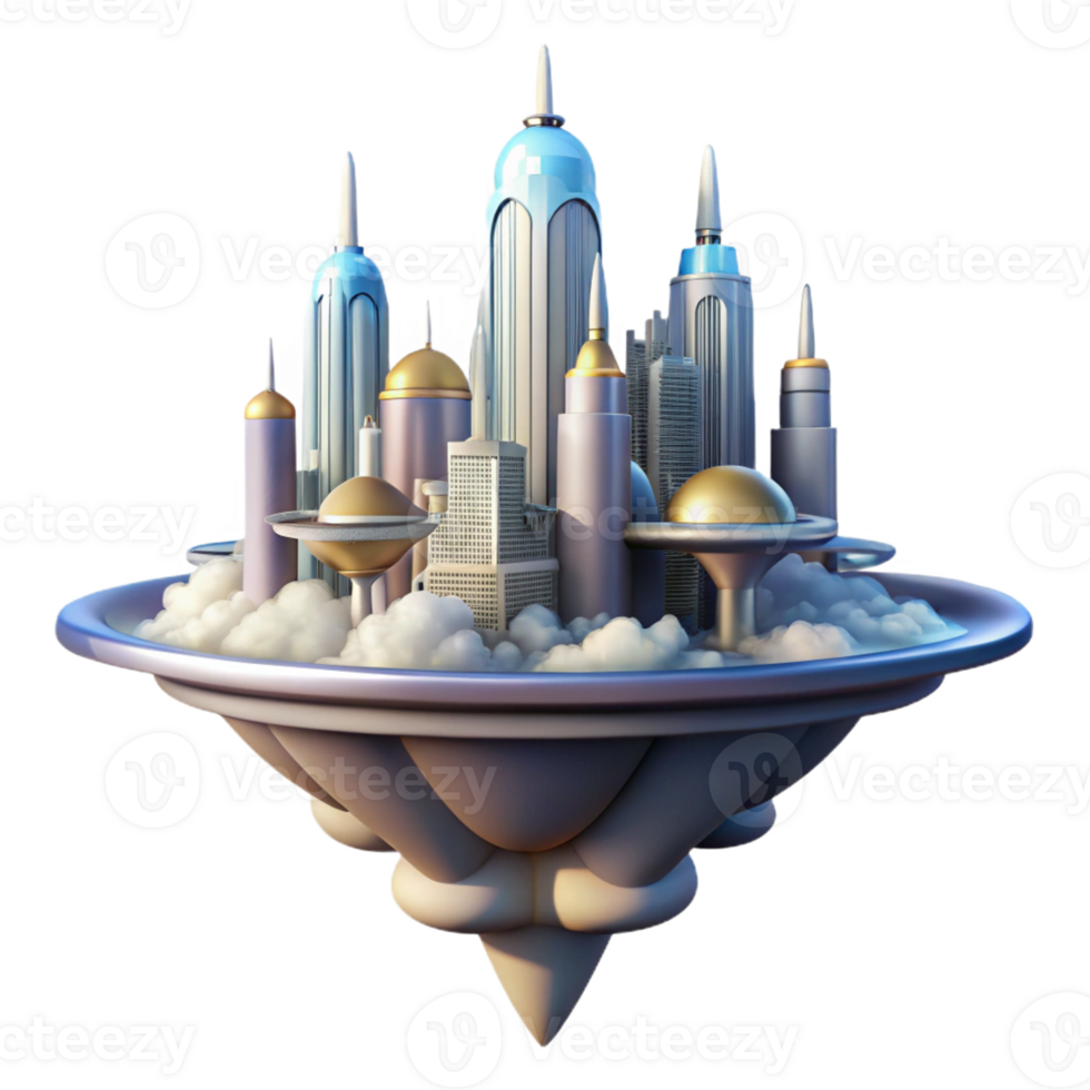extraordinary artistic A futuristic city floating among the clouds, fantasy style, ethereal lighting authentic png
