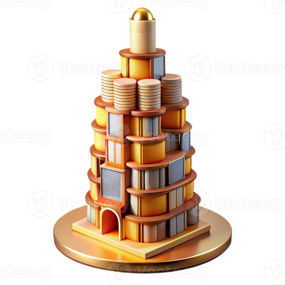 magnificent modern A towering skyscraper made entirely of books, warm interior lighting, whimsical, intricate details, professional png