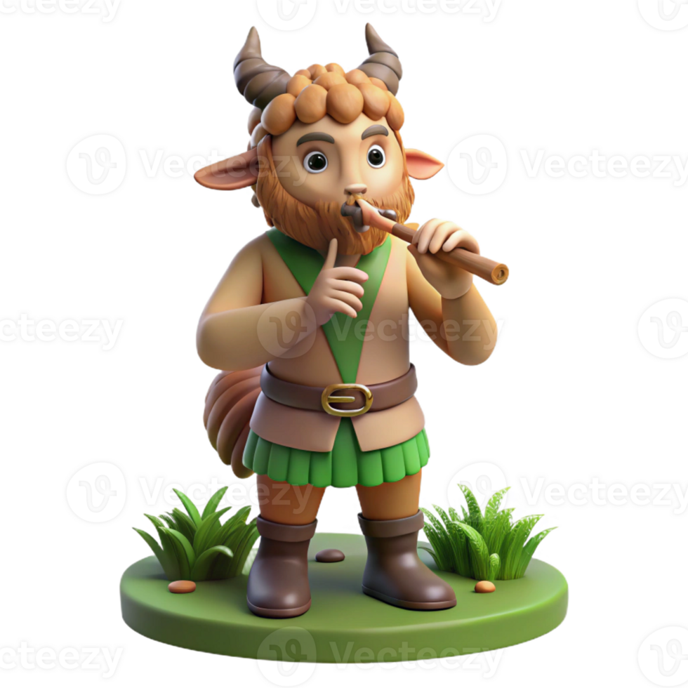 vibrant abstract Pan, god of the wild, playing his pipes in a sunlit meadow, pastoral style original png