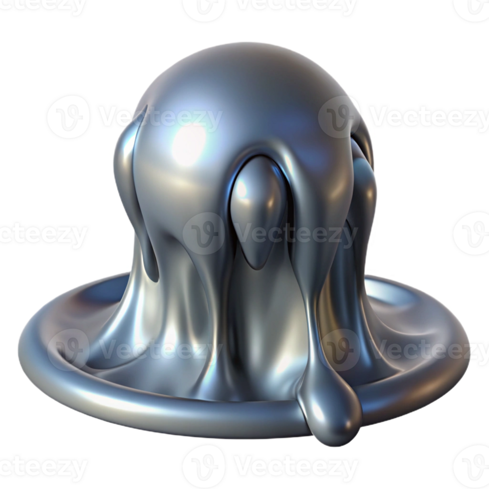 elegant contemporary A cascade of flowing, liquid mercury, reflecting a distorted image of the surrounding environment, surrealist style high quality png