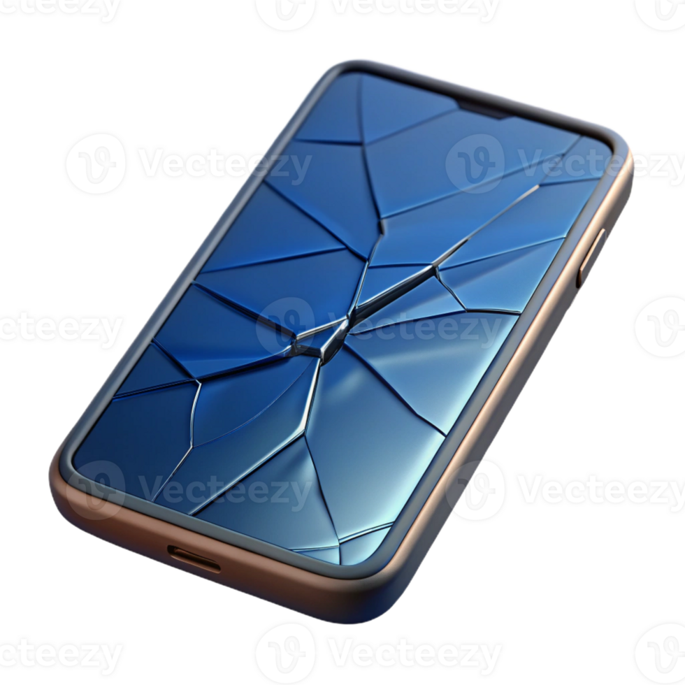 wonderful artistic A cracked smartphone screen displaying a distorted image, close-up, macro photography style 4K png
