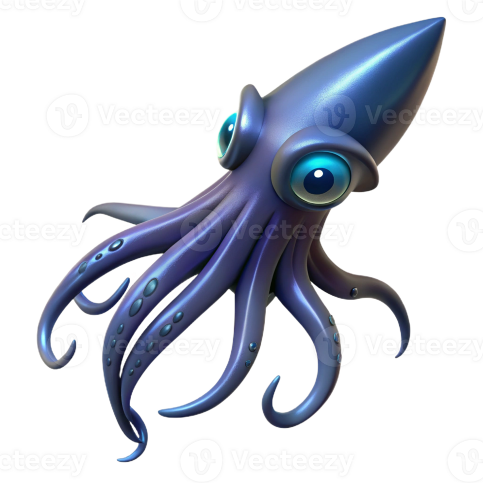 elegant creative A giant squid swimming in the deep ocean, bioluminescent glow, dark and mysterious style authentic png