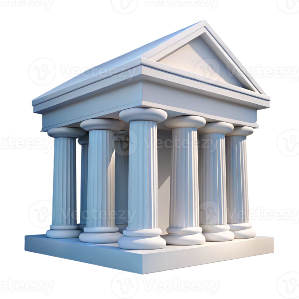 dramatic artistic Ancient Greek temple, white marble, Doric columns, clear blue sky, soft natural light, classical, exclusive png