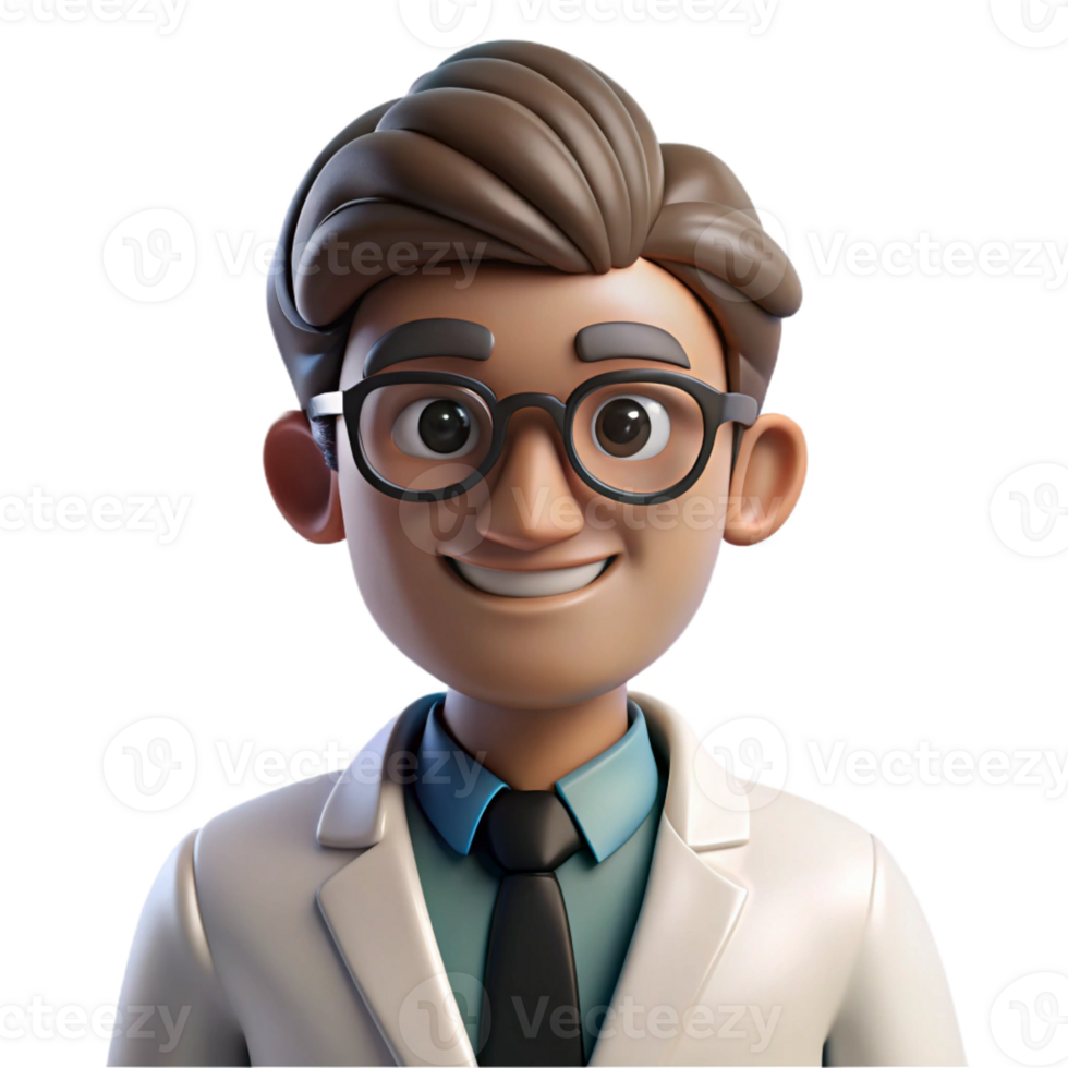 serene vintage Portrait of a scientist with lab coat and glasses, a curious expression, brightly lit laboratory, scientific photography style professional png