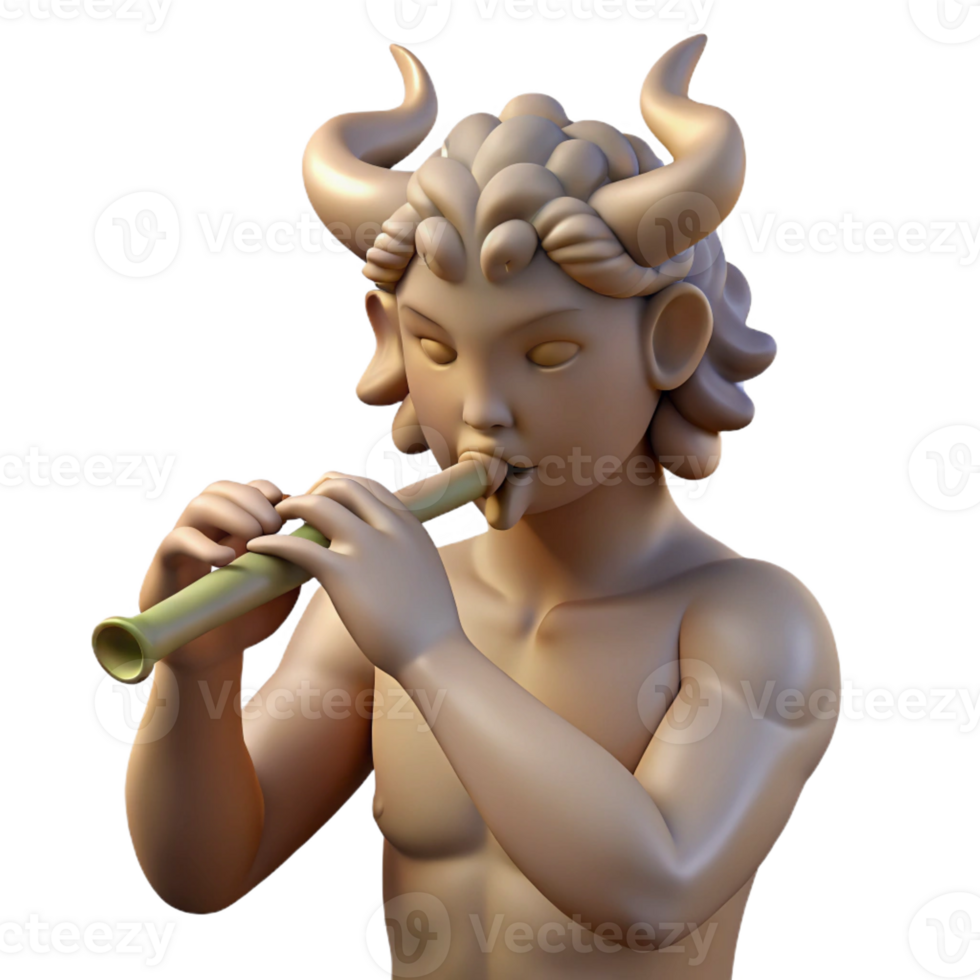 magnificent modern A satyr playing a flute in a forest glade, dappled sunlight, Rococo style high quality png