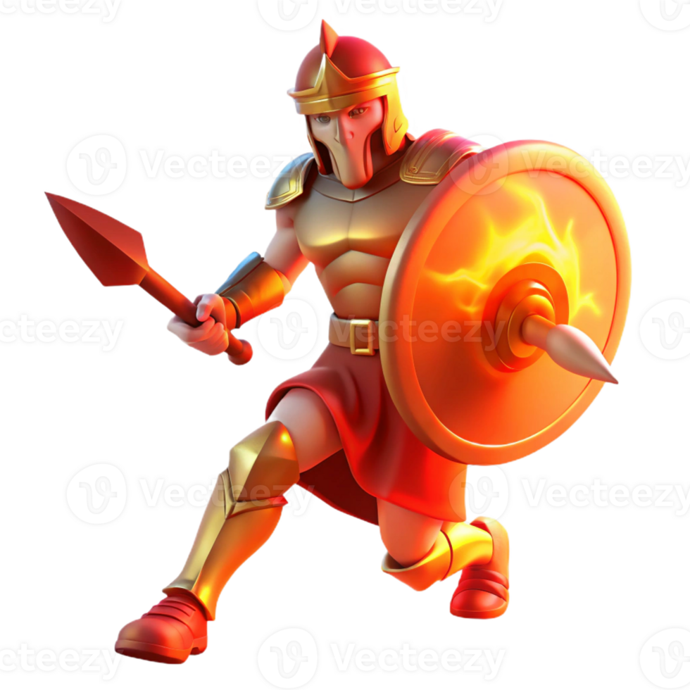 magnificent creative A fierce Ares wielding a sword and shield, bathed in the red glow of battle, rendered in a dynamic Baroque style detailed png