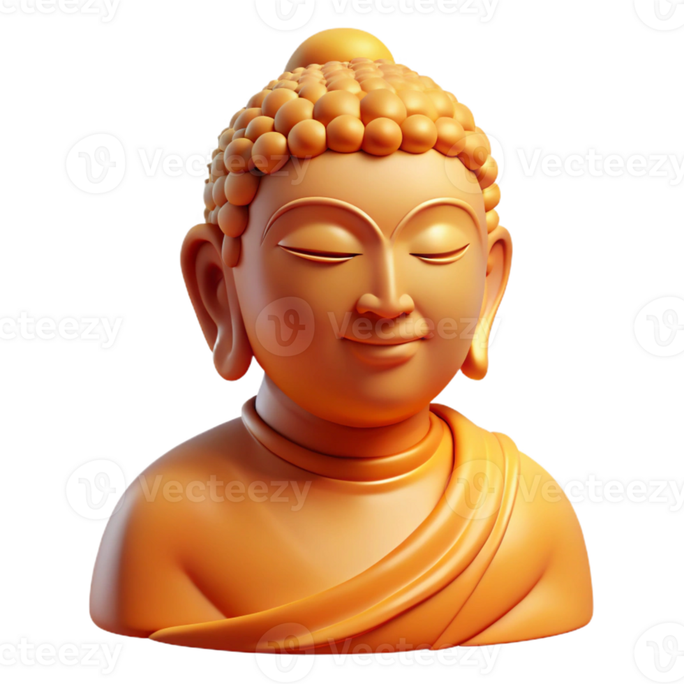 magnificent modern Portrait of a serene Buddha with closed eyes and a peaceful expression, soft golden light, spiritual art style original png