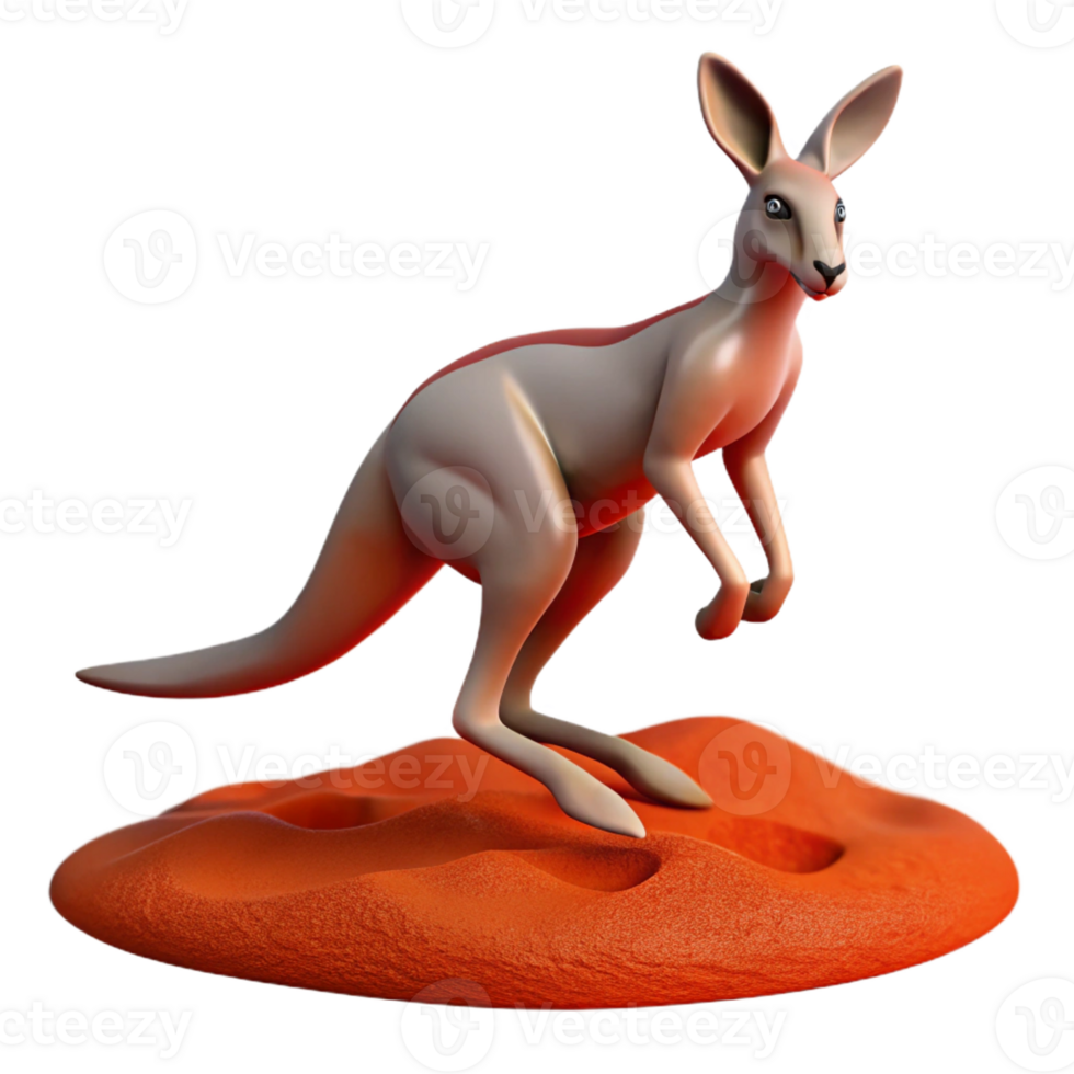 serene artistic A kangaroo hopping across the Australian outback, dynamic pose, red dirt setting, wildlife photography style exclusive png