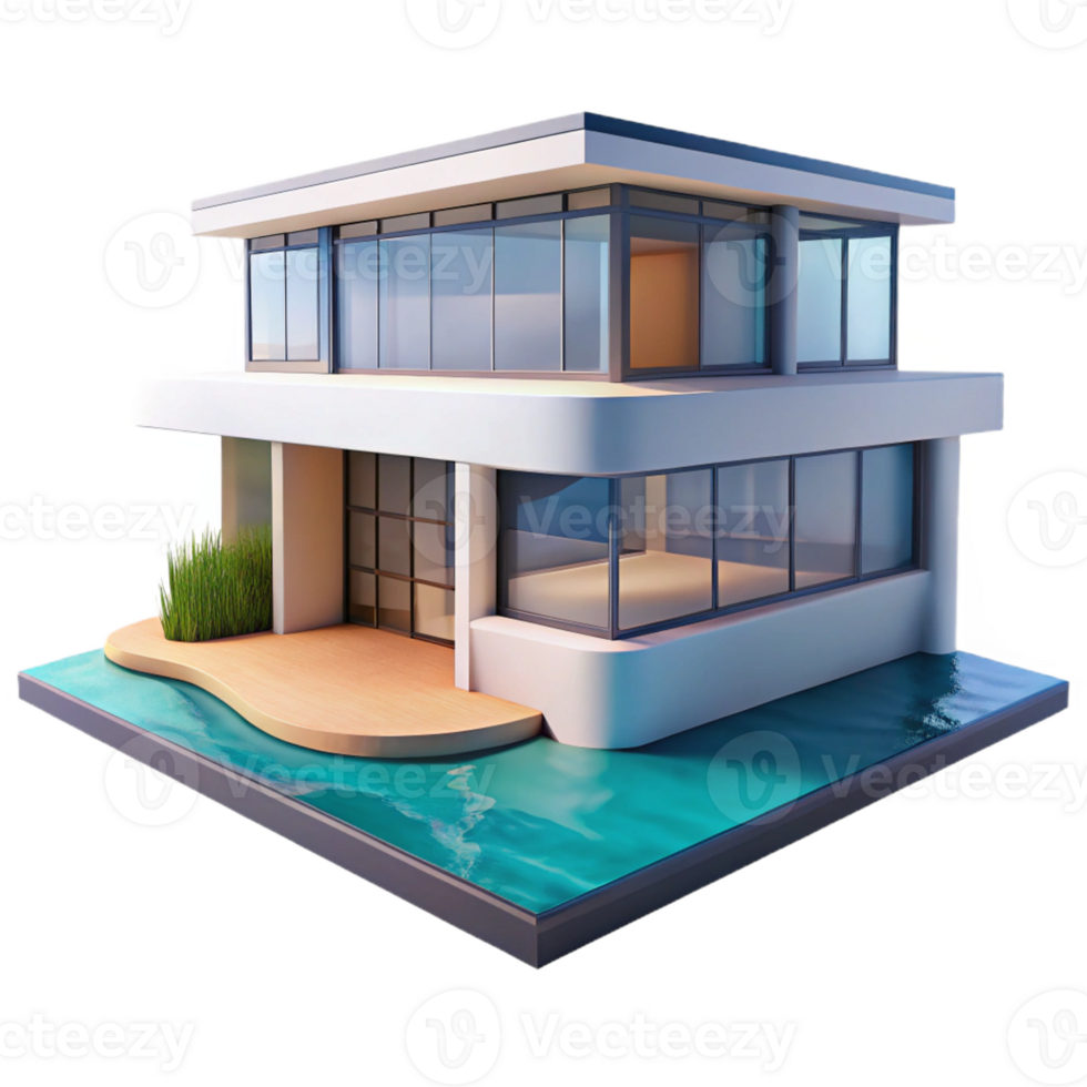 serene vintage Modernist house, clean lines, large glass windows, ocean view, minimalist style, architectural photography, detailed png
