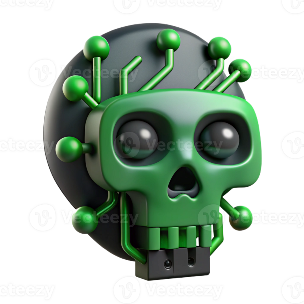 beautiful rustic A circuit board forming the shape of a human skull, cyberpunk aesthetic, green and black color scheme premium png