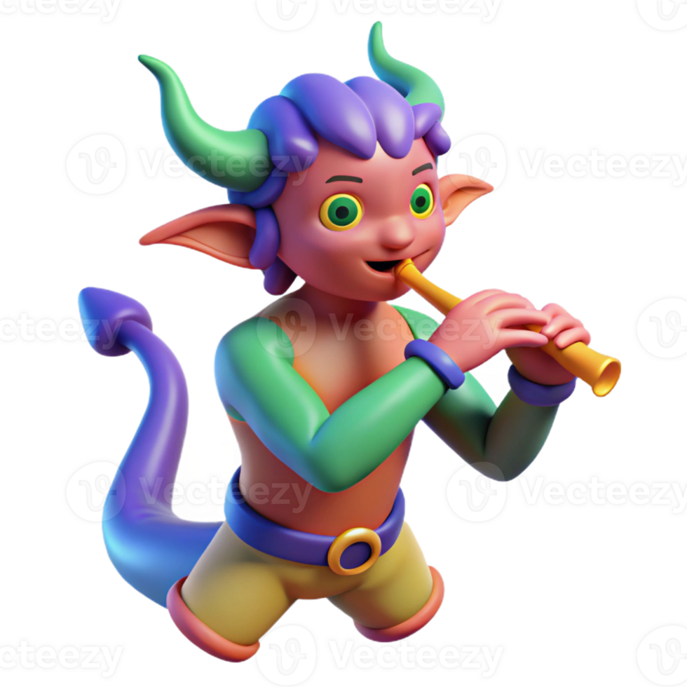 extraordinary classic A mischievous Satyr playing pipes, vibrant colors, Impressionist style professional png