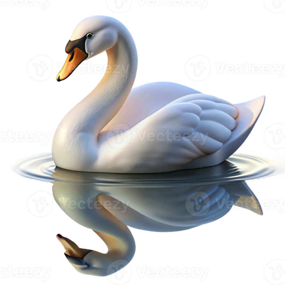 impressive vintage A graceful swan gliding across a still lake, serene setting, soft lighting, elegant reflection authentic png