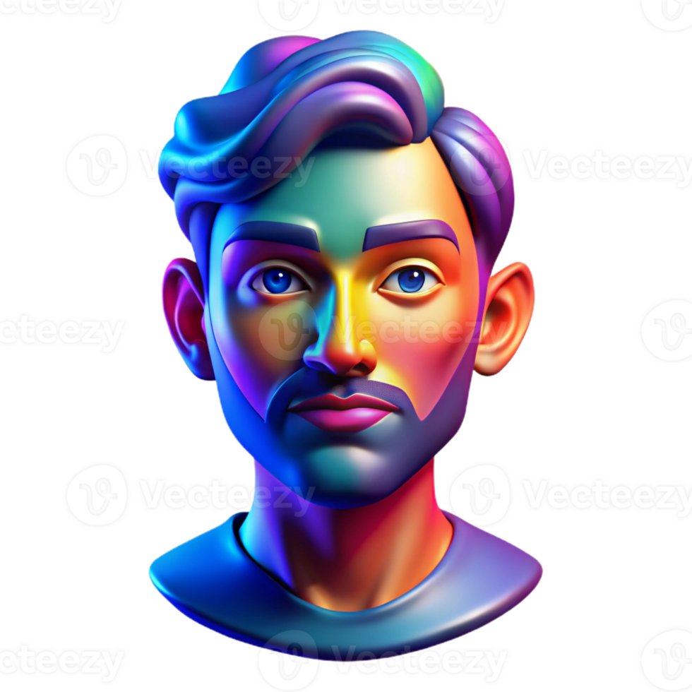 serene classic Portrait of a colorful abstract face, vibrant neon lighting, abstract art style original png
