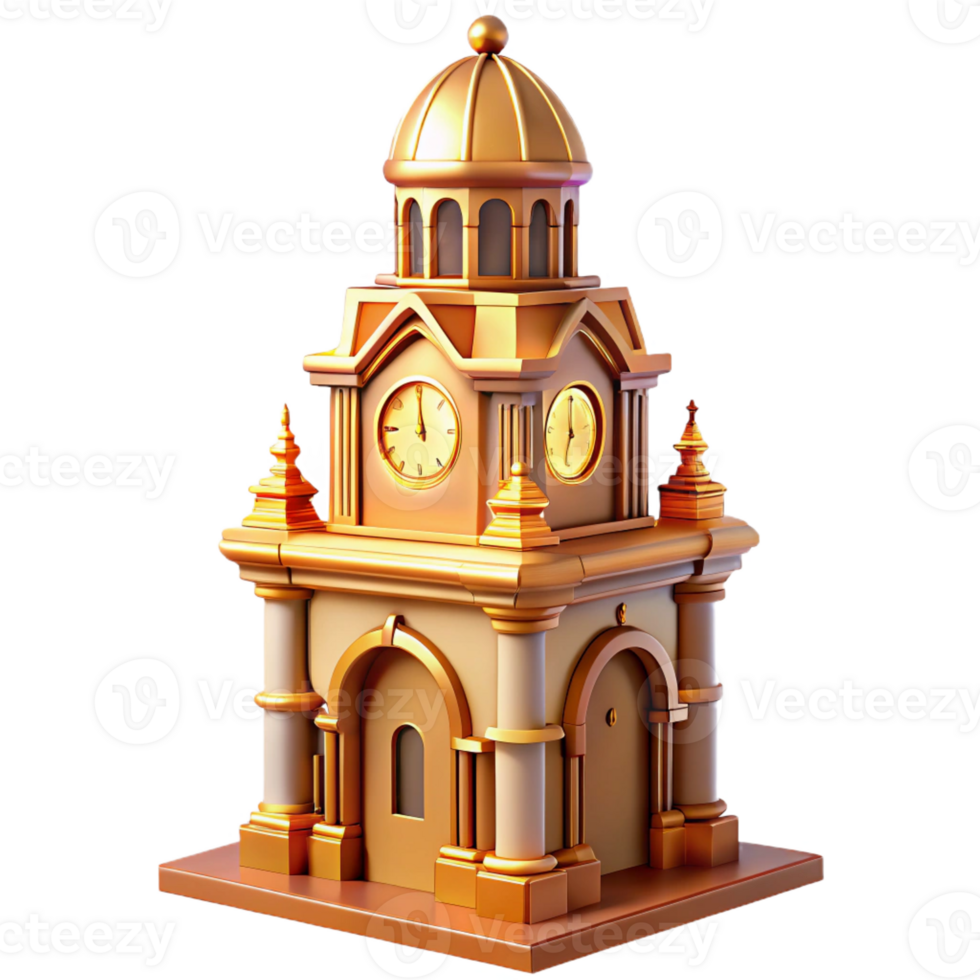 beautiful modern A towering Art Nouveau clock tower, intricate details, warm golden light, ornate style, high resolution png