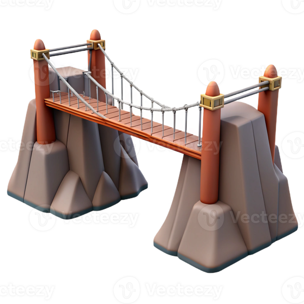 magnificent traditional A suspension bridge, spanning a deep gorge, dramatic, engineering marvel style exclusive png