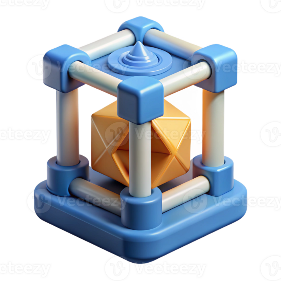 beautiful creative A 3D printer creating a complex geometric shape, layer by layer, time-lapse photography style original png