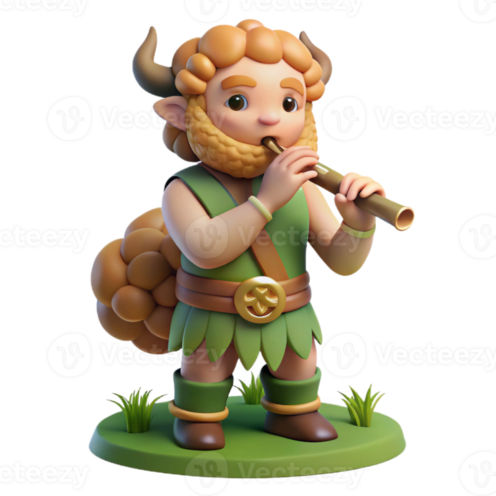 dramatic vintage Pan, god of the wild, playing his pipes in a sunlit meadow, pastoral style detailed png