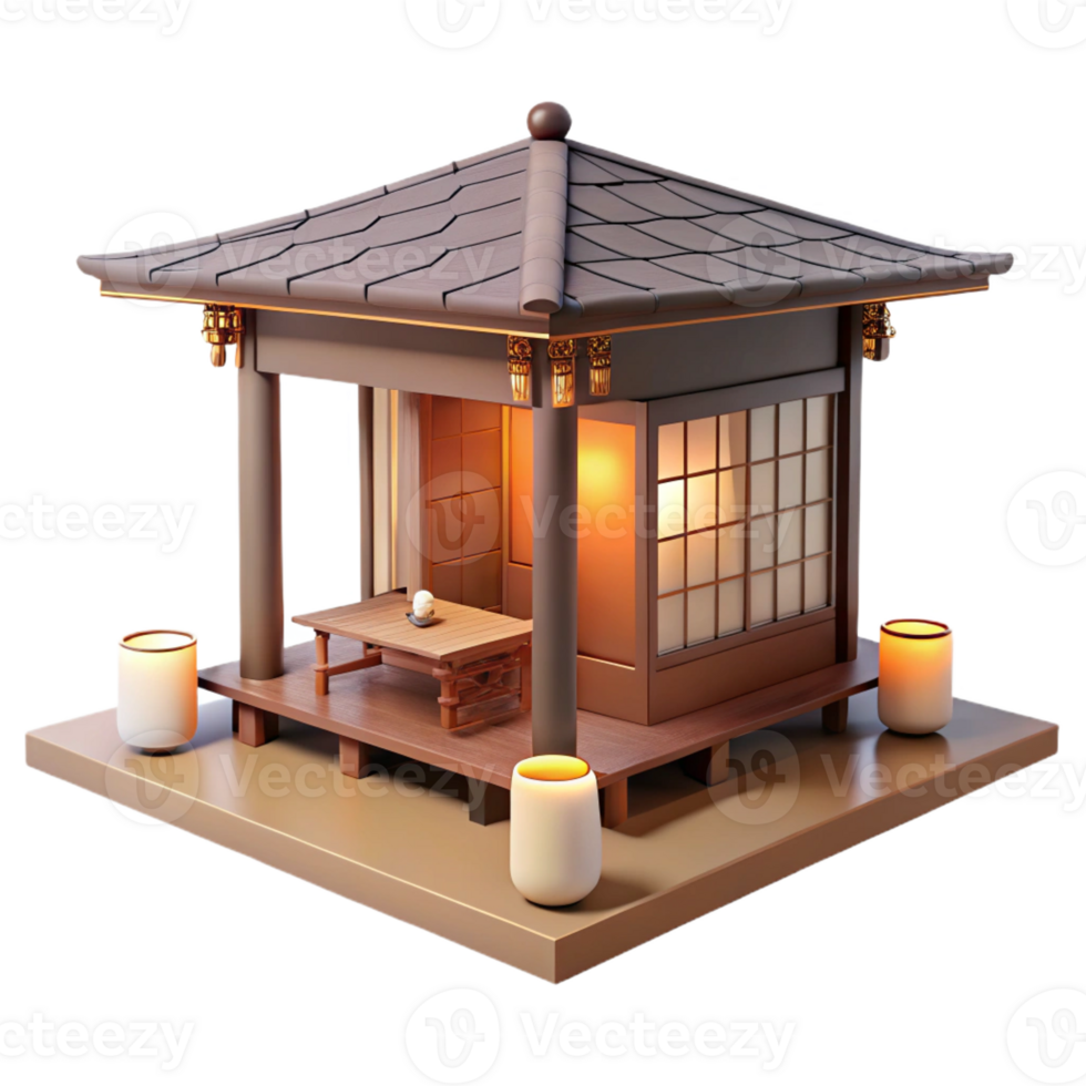 magnificent classic A Japanese tea house, minimalist design, natural wood and paper, soft diffused lighting, serene atmosphere exclusive png