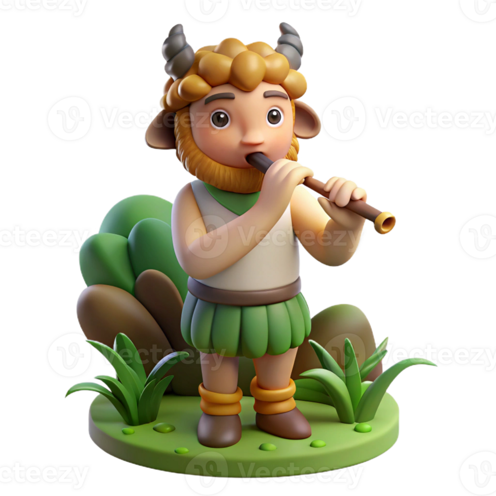 magnificent creative Pan, god of the wild, playing his pipes in a sunlit meadow, pastoral style genuine png