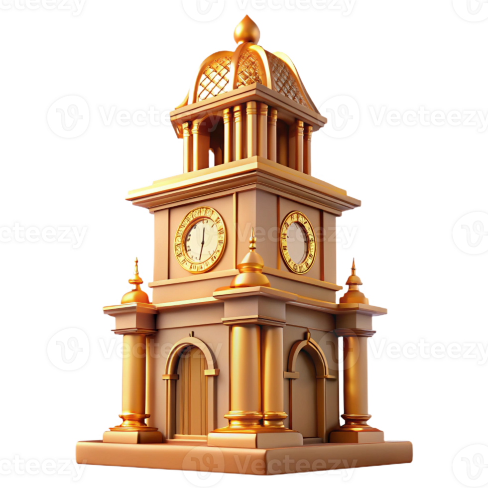 elegant modern A towering Art Nouveau clock tower, intricate details, warm golden light, ornate style, high resolution png