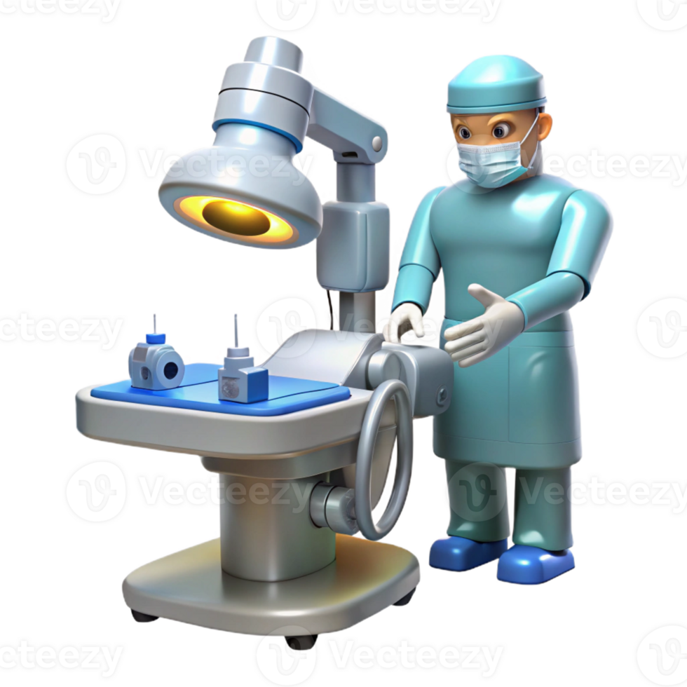 stunning contemporary A robotic surgeon performing a delicate operation, medical illustration style, bright lighting authentic png