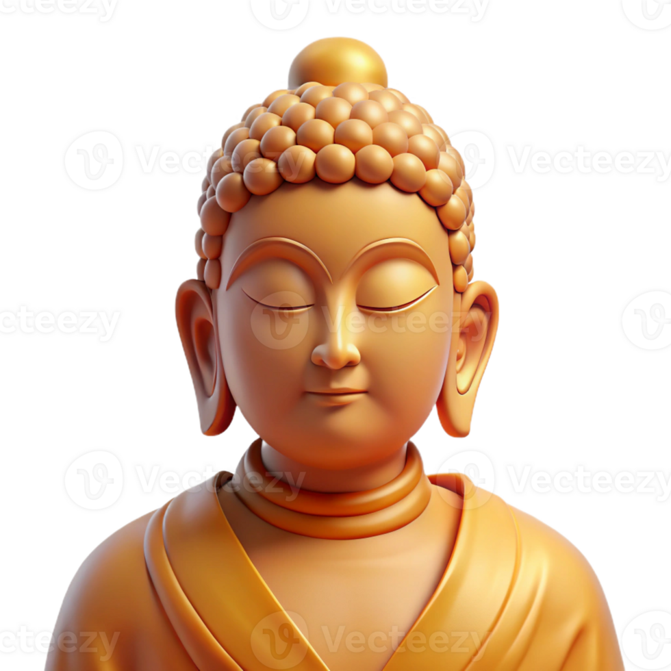 beautiful creative Portrait of a serene Buddha with closed eyes and a peaceful expression, soft golden light, spiritual art style professional png