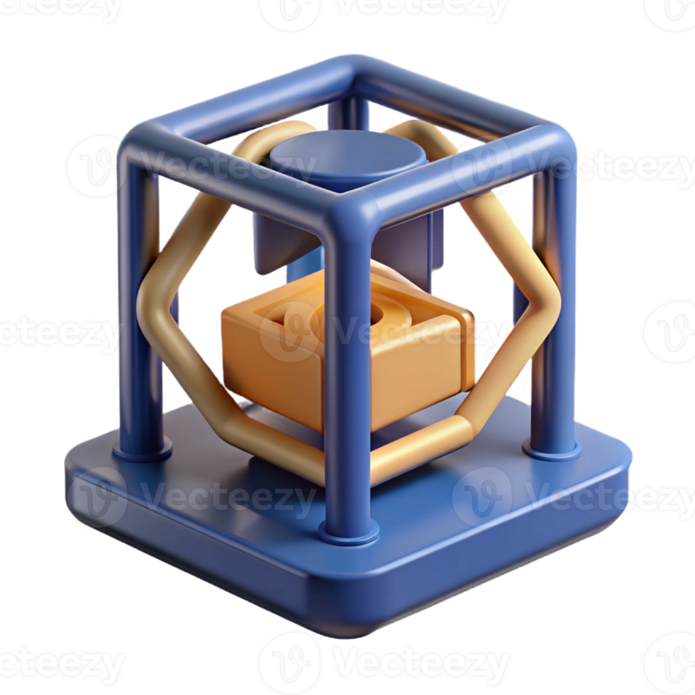 magnificent abstract A 3D printer creating a complex geometric shape, layer by layer, time-lapse photography style original png