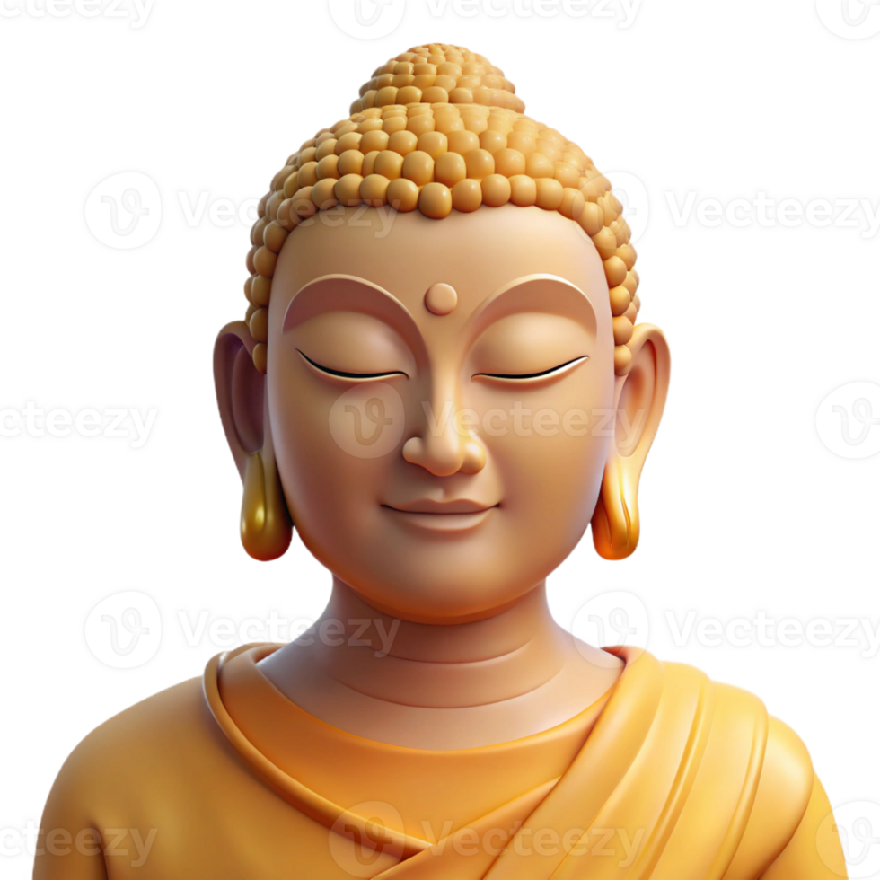 impressive creative Portrait of a serene Buddha with closed eyes and a peaceful expression, soft golden light, spiritual art style exclusive png
