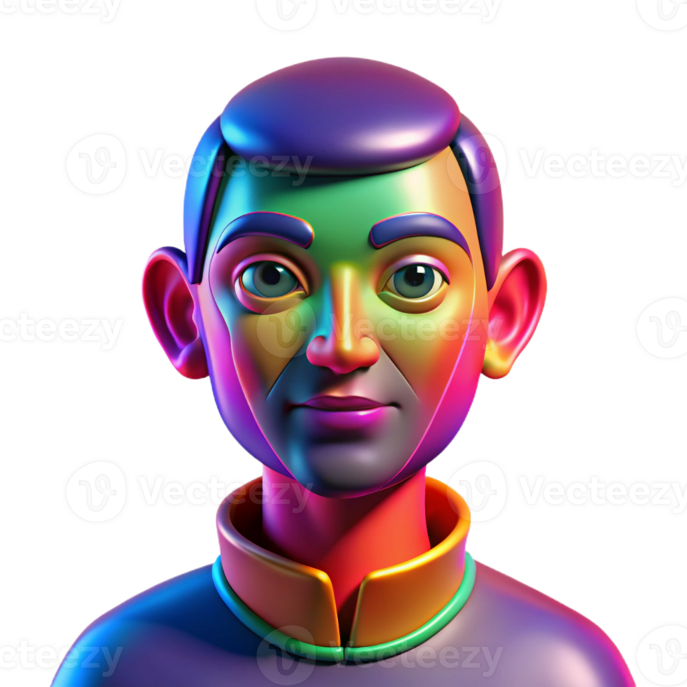extraordinary traditional Portrait of a colorful abstract face, vibrant neon lighting, abstract art style genuine png