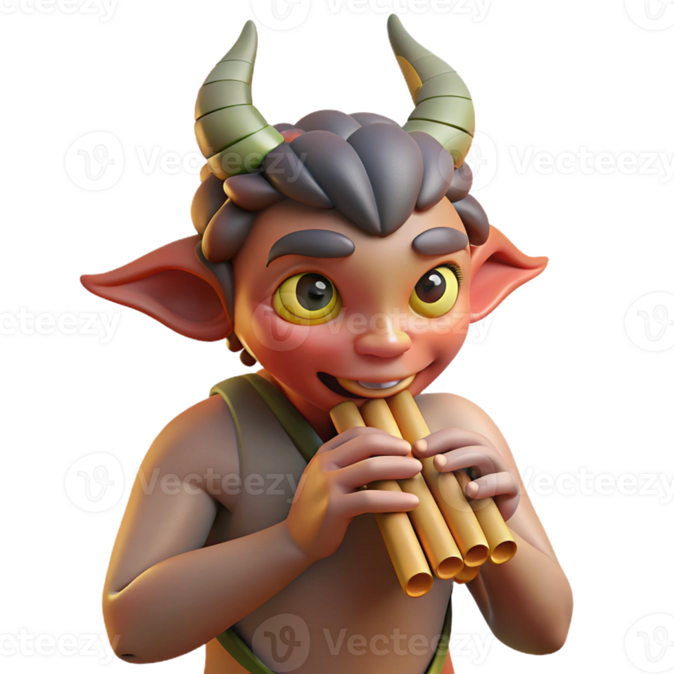 magnificent rustic A mischievous satyr playing a pan flute in a sun-dappled forest, Impressionist style exclusive png