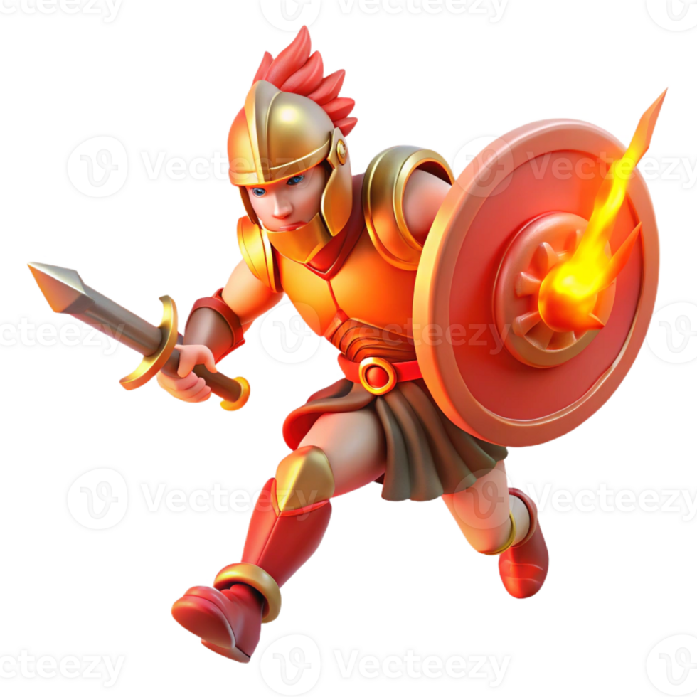 wonderful abstract A fierce Ares wielding a sword and shield, bathed in the red glow of battle, rendered in a dynamic Baroque style professional png