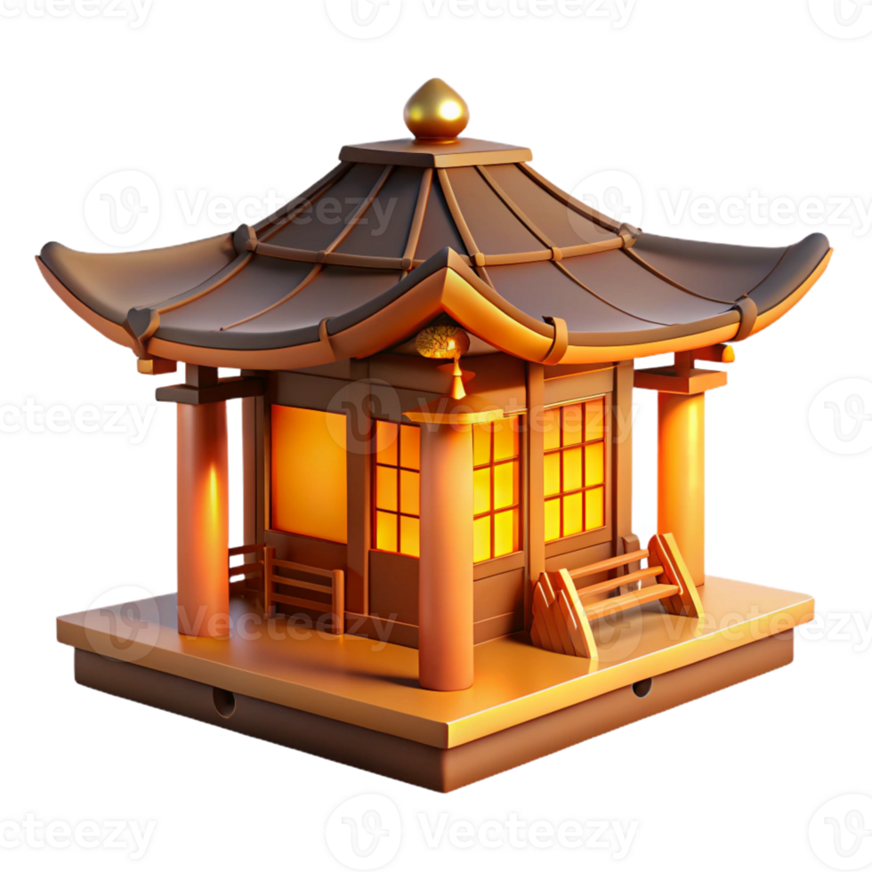 extraordinary minimalist A Japanese tea house, traditional wooden architecture, warm golden light, serene, peaceful style premium png