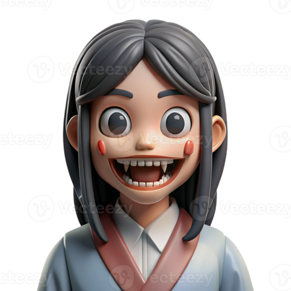 stunning minimalist A kuchisake-onna with a slit mouth, terrifying and unsettling, Japanese horror style professional png