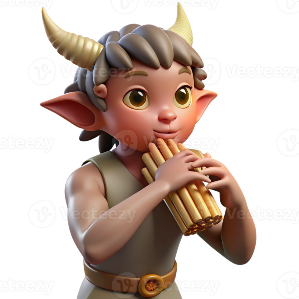 extraordinary abstract A mischievous satyr playing a pan flute in a sun-drenched forest glade, rendered in a whimsical Rococo style exclusive png
