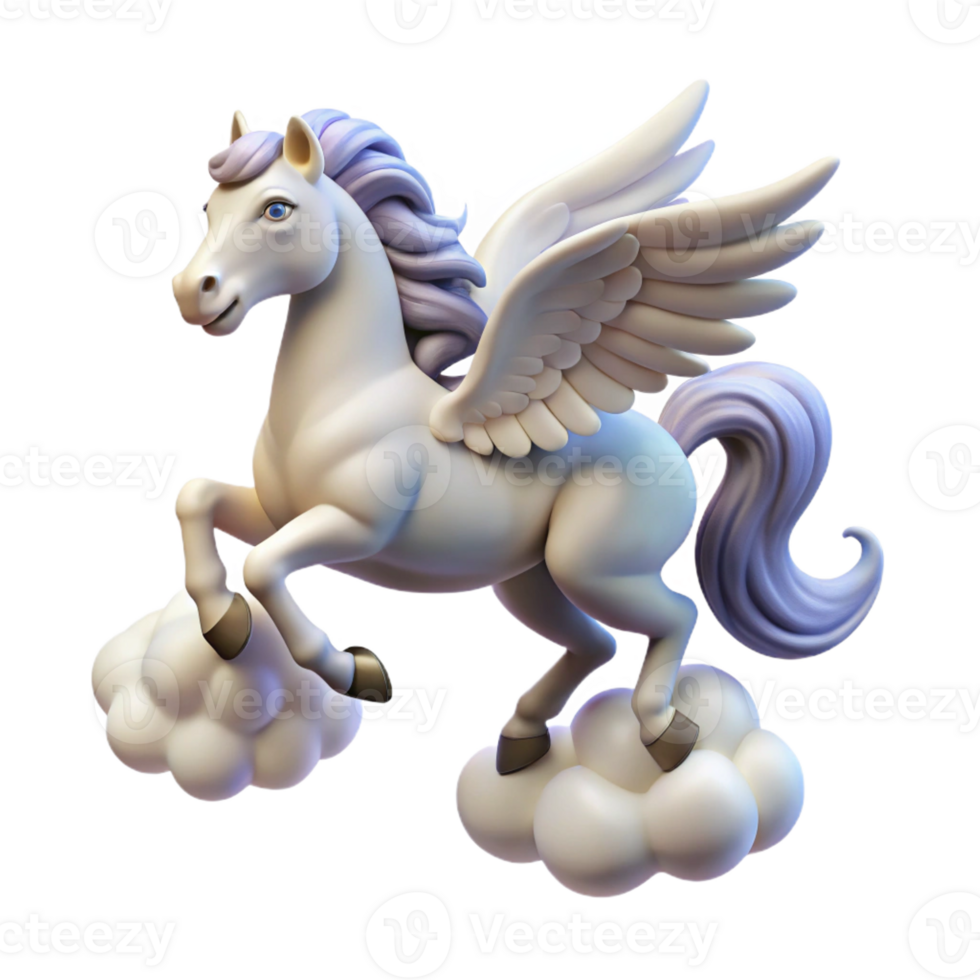 elegant modern A pegasus flying through a cloudy sky, ethereal and graceful, romanticism style high quality png