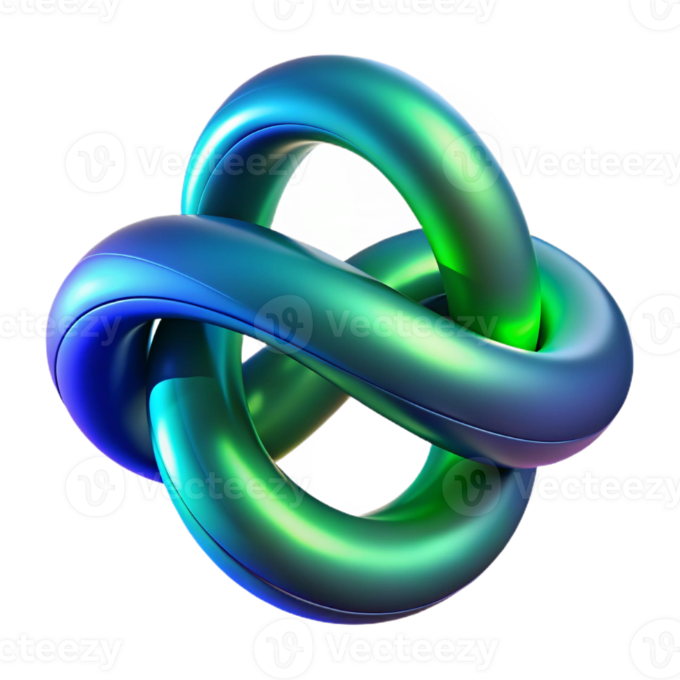 vibrant traditional Intertwined ribbons of light, in shades of emerald green and sapphire blue, forming a Klein bottle shape, with ethereal backlighting exclusive png