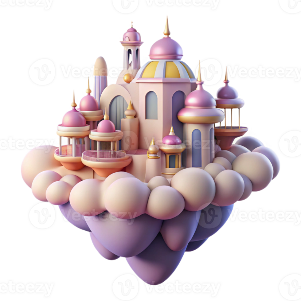 beautiful artistic A floating city in the clouds, Art Nouveau architecture, pastel colors, dreamlike atmosphere original png