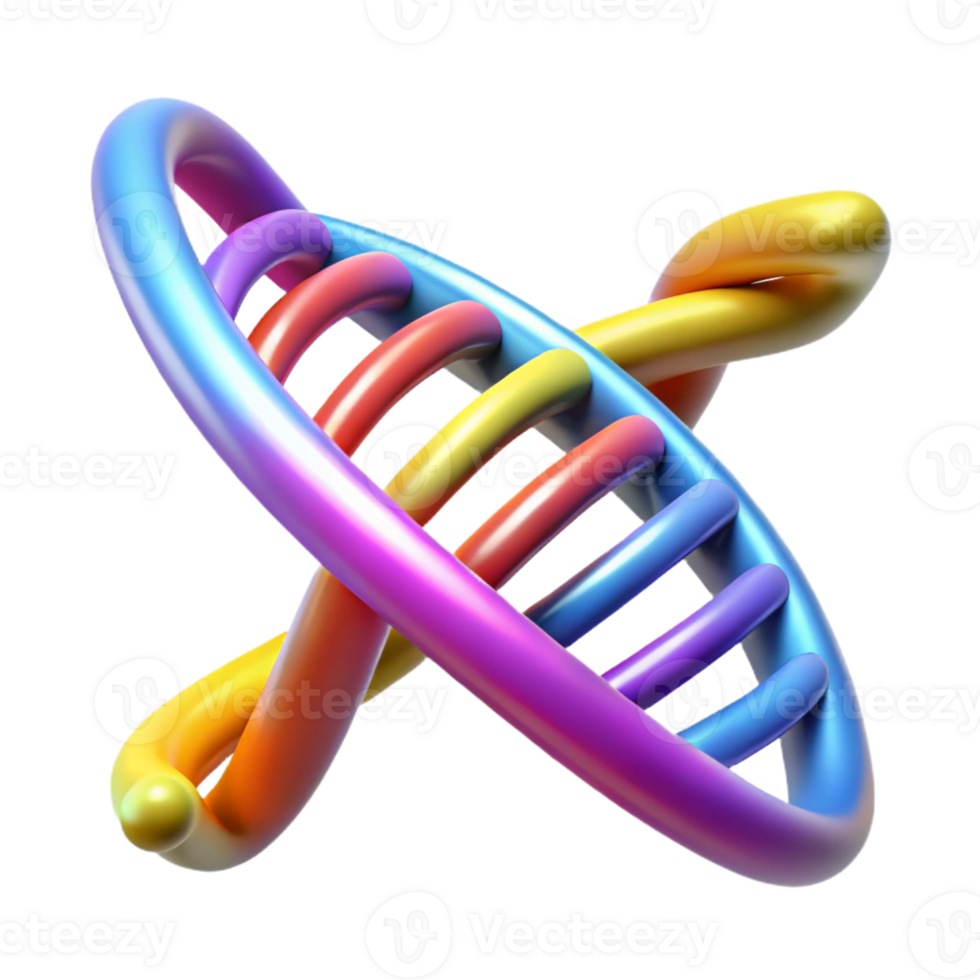 extraordinary minimalist A DNA strand forming a double helix, glowing with vibrant colors, scientific visualization style genuine png