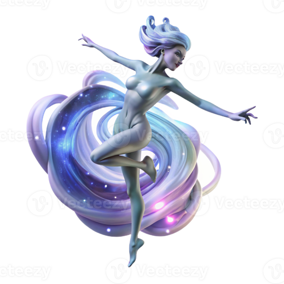 impressive contemporary A celestial nymph dancing amidst a swirling nebula, ethereal and glowing, space opera style premium png